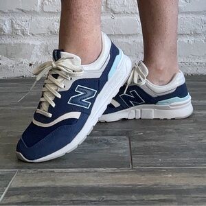 New Balance Blue and Cream Sneakers